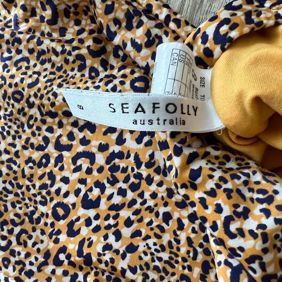Seafolly Australia One Piece Swimsuit Long Sleeve Zip Rashguard 8 Animal Print - Picture 4 of 6